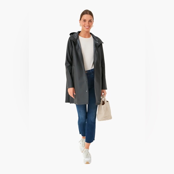 Stutterheim Mosebacke Raincoat (Dark Grey) Button Front Hooded - Picture 8 of 10